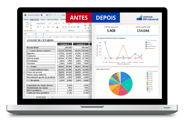 Nomus ERP Industrial em notebook